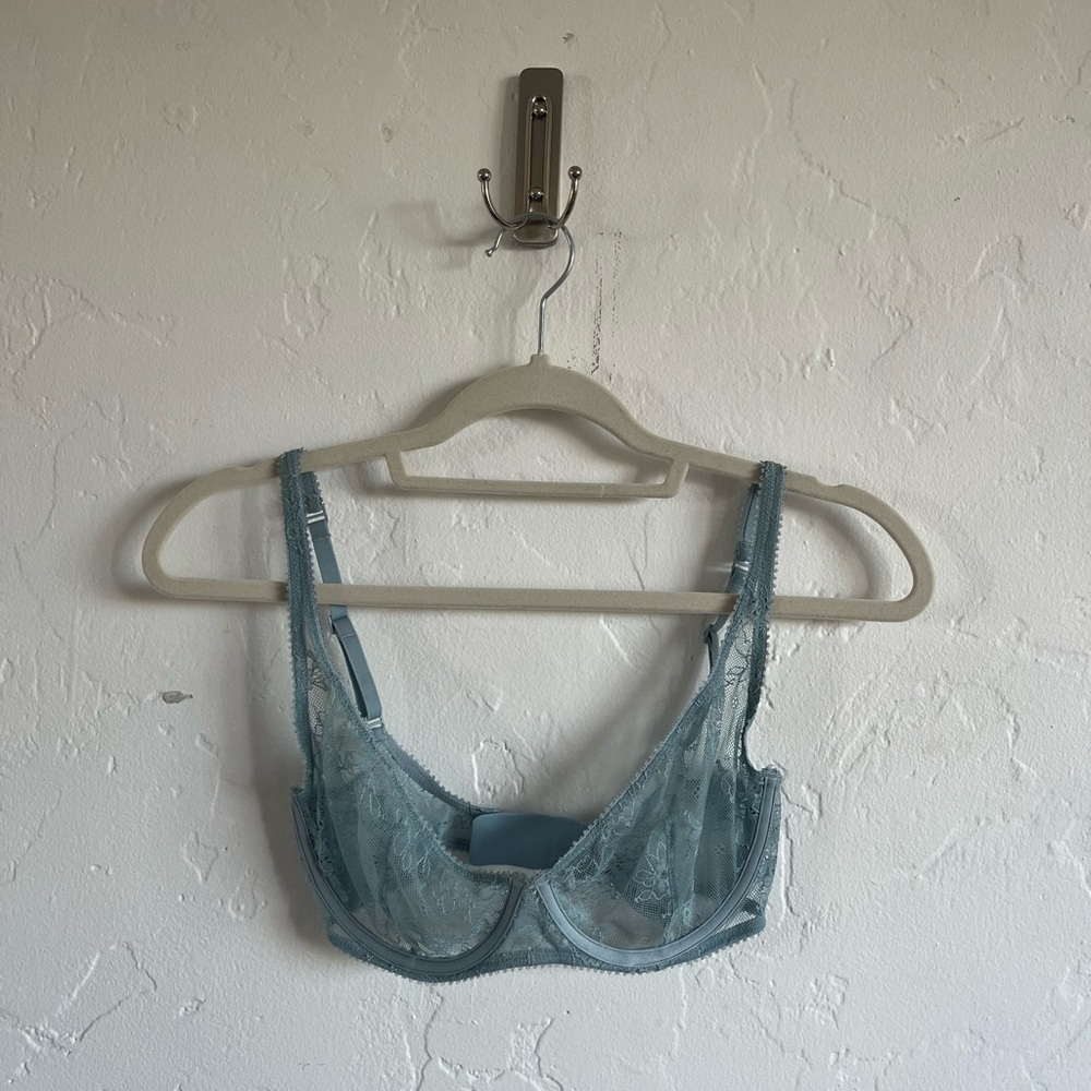SKIMS Demi Lace Bra in Light Blue